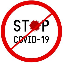 Sign caution STOP COVID-19 coronavirus